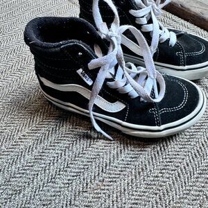 Vans Kids Black and White High-Top Sneakers